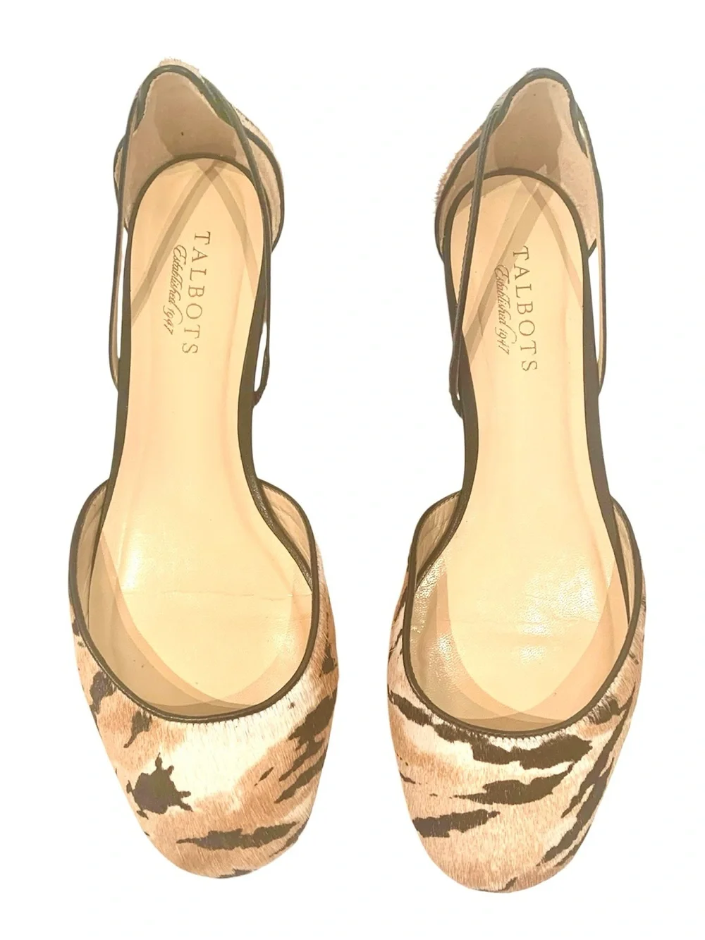 Talbots Tiger-Print Leather Horsehair Slingback Flats